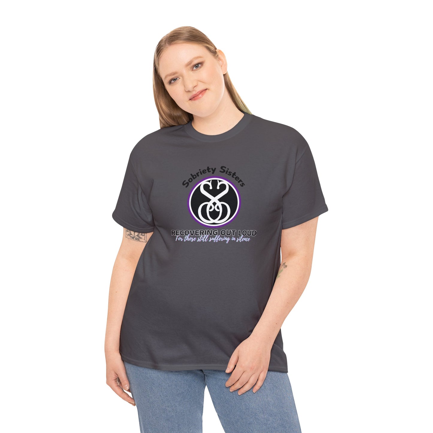 Sobriety Sisters, Recover Out Loud - Unisex Heavy Cotton Tee