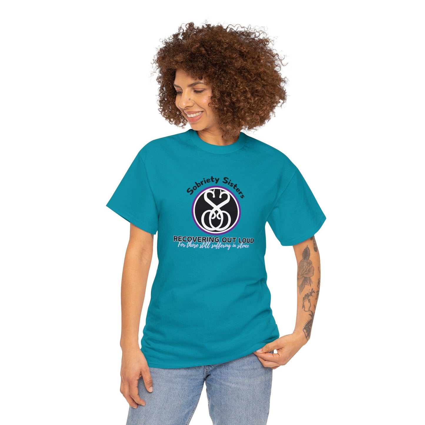 Sobriety Sisters, Recover Out Loud - Unisex Heavy Cotton Tee