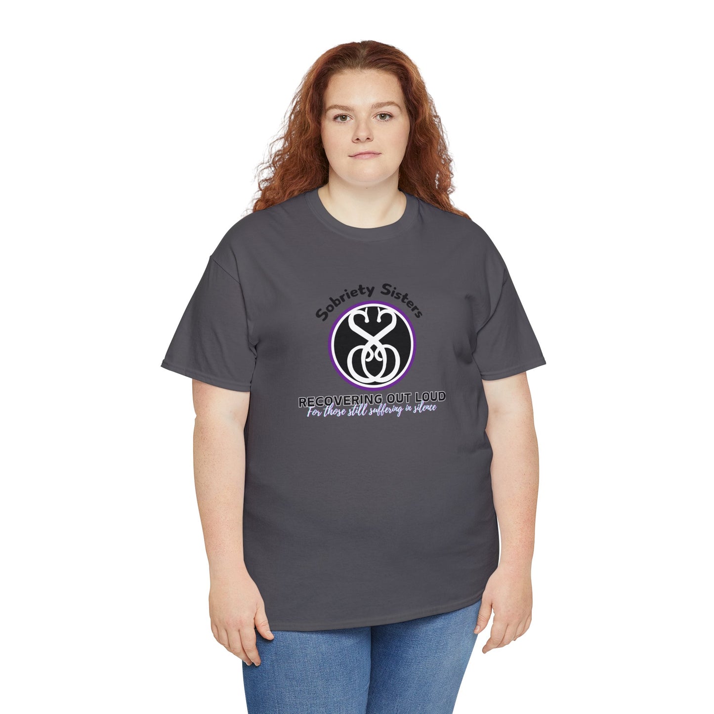 Sobriety Sisters, Recover Out Loud - Unisex Heavy Cotton Tee