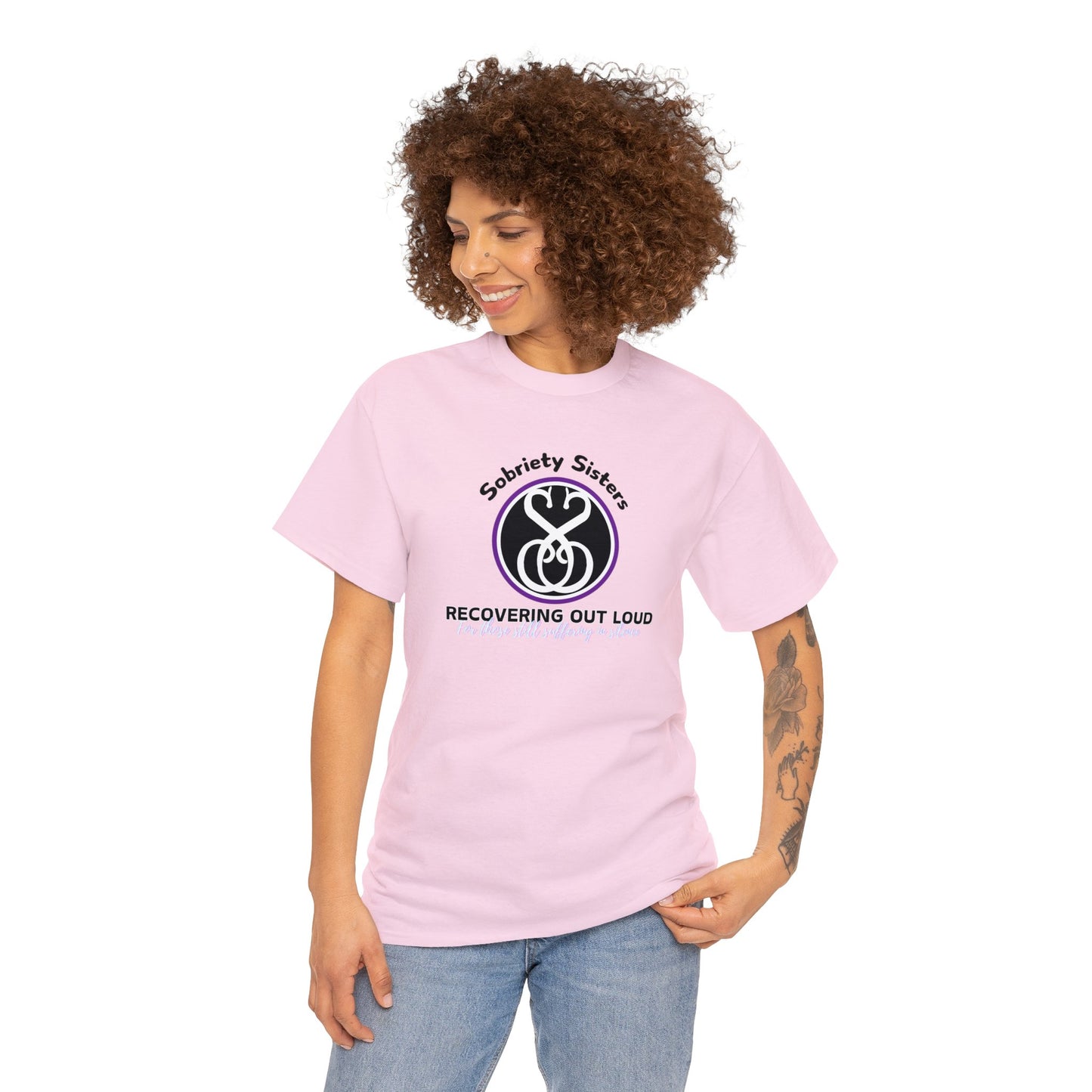 Sobriety Sisters, Recover Out Loud - Unisex Heavy Cotton Tee